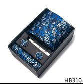 Conjunto Gravata Floral Azul Marinho Sparka